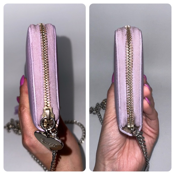 💯 GUCCI Violet Monogram Leather Zippered Wallet on Chain w/ auth cert - Picture 9 of 14
